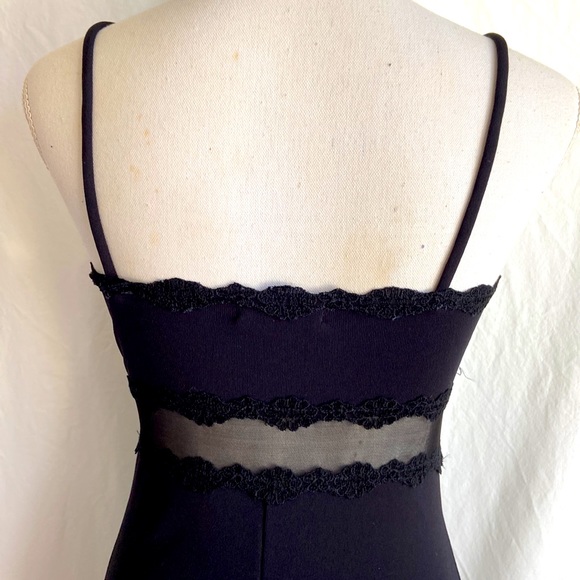 Vintage 1990s Y2K Black Bodycon Slip Formal Gown Sz M - Picture 7 of 10